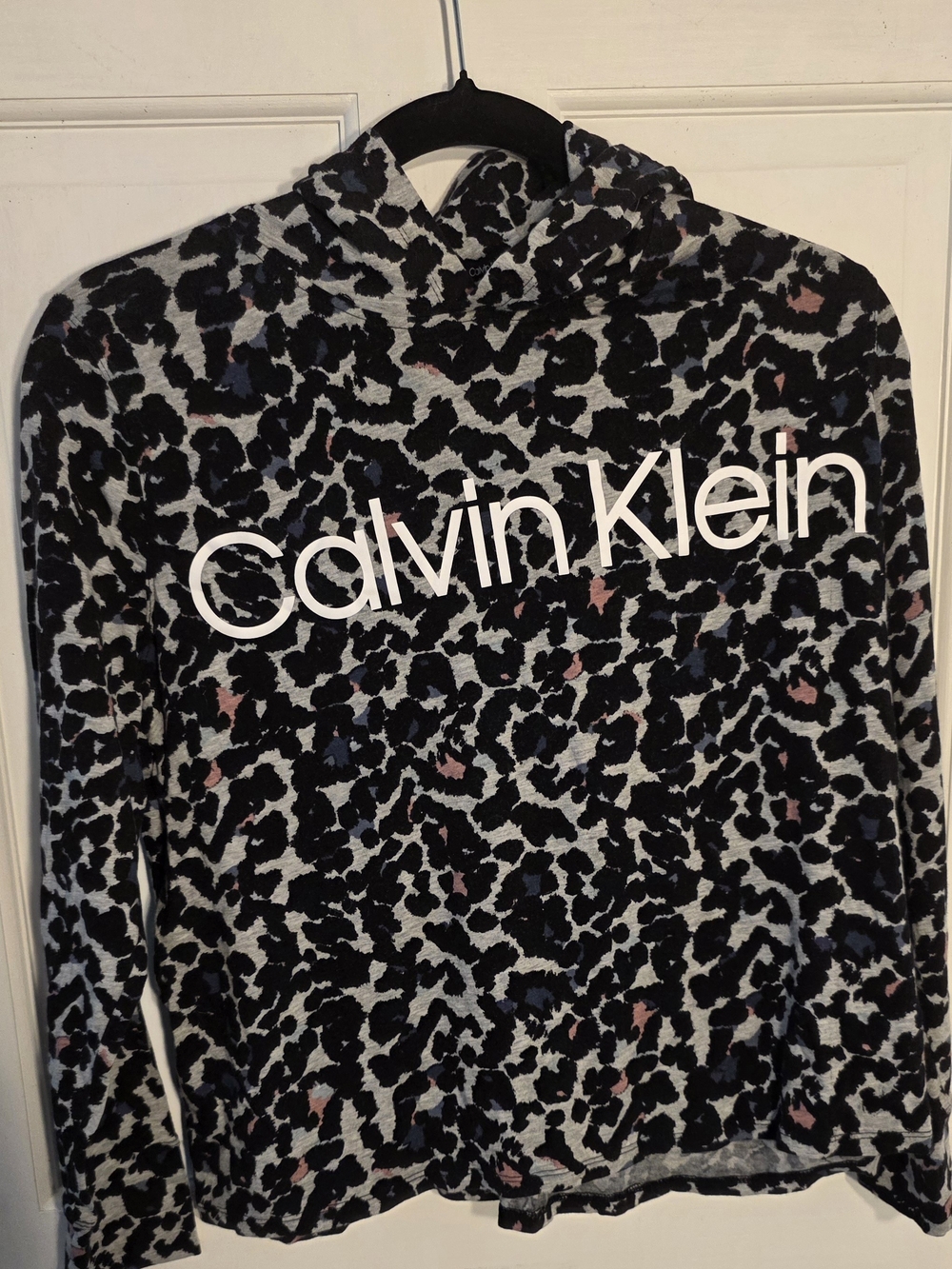 Calvin Klein Leopard Print Hoodie - Black, Gray, Pink, Blue Size S